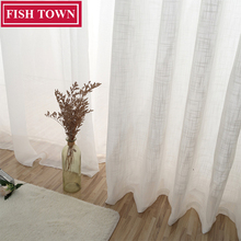 Однотонные белые тюлевые современные шторы FISH TOWN для гостиной, белые шторы, прозрачные оконные шторы для спальни 2024 - купить недорого