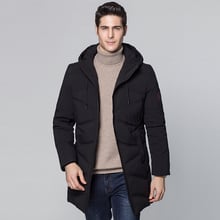 Winter Thick White Duck Down Jacket Men Long Length Youth Thick Coat New Solid Color Hooded Tide Outerwear Parkas 2024 - buy cheap