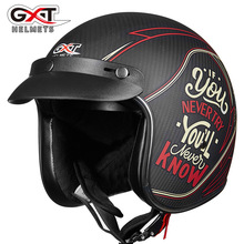 GXT-casco de motocicleta Retro Para hombre y mujer, protector de cabeza de fibra de carbono para carreras, de media cara, de seguridad, ECE 2024 - compra barato