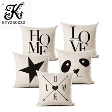 Letter Love Home Cushion covers Cotton linen Black White pillow cover Sofa bed Nordic decorative pillow case almofadas 45x45cm 2024 - buy cheap