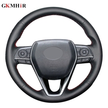 Hand-stitched Black Artificial Leather Car Steering Wheel Cover for Toyota Camry 2018 2024 - buy cheap