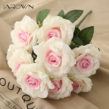 JAROWN 10 головок завитые розы высококачественный букет Искусственные цветы Свадебные Декоративные цветы домашний декор искусственные цветы 2024 - купить недорого