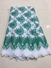 Tela nigeriana de encaje blanco y verde, tejido africano de alta calidad para vestido de novia, piedras de tul francés, LHX20H, novedad de 2019 2024 - compra barato