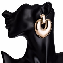 Персиковое сердечко металл, сердечки винтажный роскошный бренд дизайн ZA золотые серьги гвоздики для женщин 2019 Новая мода сплав Висячие ювелирные изделия оптом 2024 - купить недорого