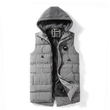 Брендовая зимняя мужская куртка без рукавов с капюшоном, Мужское пальто с хлопковой подкладкой, повседневный жилет, Мужская одежда, утепленный жилет AF1821 2024 - купить недорого