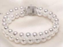 Pulsera de perlas redondas blancas del Mar del Sur de 8-9mm de doble hebra, 7,5-8 pulgadas, 925s 2024 - compra barato