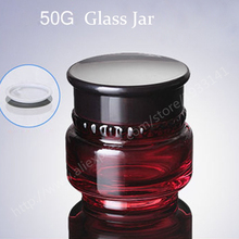 Hot sale 200pcs/lot 50G glass Cream jar with red glass jars containers for cosmetic night cream for travel Refillable 2024 - buy cheap