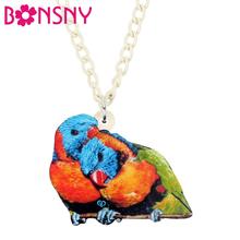Bonsny Acrylic Australia Lorikeet Parrot Cockatoo Pendant Necklace Chain Choker Unique Bird Jewelry For Women Girls Charm Gift 2024 - compre barato