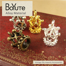 BoYuTe-abalorios de corona de aleación de Zinc, jaula de 13x18MM en 4 colores, accesorios de joyería Vintage hechos a mano, 50 unidades por lote 2024 - compra barato
