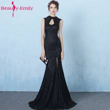 Beauty-Emily Black Lace Mermaid Sexy Long Bridesmaid Dresses 2017 Backless Off the Shoulder Sleeveless Formal Prom Dresses 2024 - buy cheap