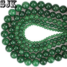 Cuentas redondas sueltas de piedra Natural, Gema verde, jade, calcedonia, 4, 6, 8, 10, 12mm, bricolaje, para pulsera, collar, fabricación de joyas 2024 - compra barato