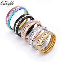 New Single row zircon CZ ring Stainless Steel finger rings women jewelry wholesale classical 2024 - buy cheap