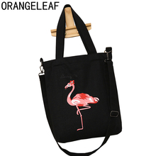 Модная сумка на плечо с принтом фламинго, Женская холщовая пляжная сумка, дизайнерская Повседневная Сумка-тоут, женская сумка для покупок на каждый день 2024 - купить недорого