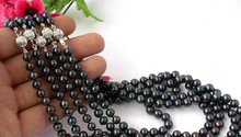 Красивая оптовая продажа 5 изделий 8 мм круглый черный FW жемчужное ожерелье 2024 - купить недорого