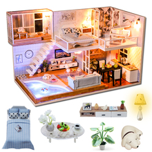 Cutebee DIY миниатюрный дом с мебелью, светодиодная музыкальная Пылезащитная крышка, модель, строительные блоки, игрушки для детей, Casa De Boneca J16 2024 - купить недорого
