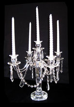 wedding table centerpieces candle holder 5 arms clear crystal candelabra with hanging crystals 2024 - buy cheap