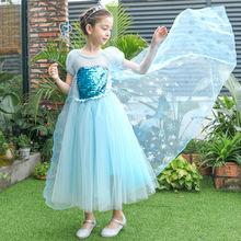 Vestido de princesa Elsa para niñas, disfraz de reina de la nieve para Halloween, traje de actuación para niños, vestido largo para fiesta de cumpleaños de verano 2024 - compra barato