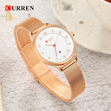 Curren relógio de ouro rosê, relógio feminino de aço criativo pulseira de relógio feminino 2024 - compre barato