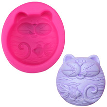 New DIY cat and fish soap silicone mold chocolate fudge cake decorated kitchen baking cookies tool F0379 2024 - buy cheap