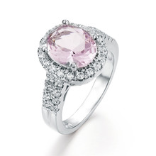 Strass austríaco brilhante rosa zircônia anéis para mulheres joias berloque banhado a prata anel de dedo acessórios para festa de noivado 2024 - compre barato