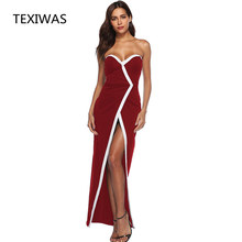 TEXIWAS New Long Maxi Dress Boho Splice split ends Summer dress Beach Wrapped chest robe Dress Nightclub party Women Vestidos 2024 - buy cheap