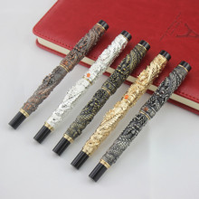 The Most Complete Gift JinHao Luxury Dragon Fountain Pen Vintage 18KGP 0.5MM Nib Ink Pens for Writing Stationery Office Supplies 2024 - buy cheap