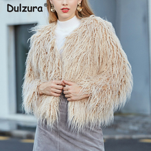 Women Hairy Streetwear Short Faux Fur Coats Jackets 2018 Winter Chic Faux Mongolia Sheep Curly Fur Overcoat Warm Outerwear Femme 2024 - buy cheap