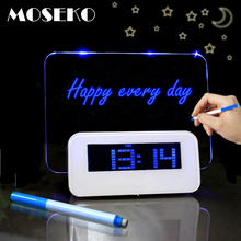 Moseko-despertador led com cabo usb, placa de mensagem fluorescente, alarme, calendário, luz noturna, modem, luz de fundo 2024 - compre barato