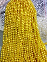 Perla Real de una hebra de 8-9mm, Perla de color dorado brillante, Perla Natural de agua dulce, cuentas sueltas de 35cm/14,5 pulgadas para bricolaje 2024 - compra barato