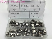 Free shipping Pipe Clamp High Quality 50 PCS Stainless Steel 304 Single Ear Hose Clamps Assortment Kit Single with box 2024 - buy cheap