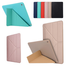 Silicone macio Auto Sleep/Wake Funda Transformer Smart Cover TPU Caso Da Pele de Couro Para Apple iPad iPad 6 Air2 tablet + Film + Pen 2024 - compre barato