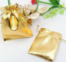 Bolsas doradas vintage para mujer, bolsa con cordón para boda, fiesta, joyería, regalo de Navidad, bolsa de embalaje artesanal, 9x12cm, 30 Uds. 2024 - compra barato