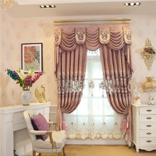 Cortinas europeias de luxo para decoração, rendas blackout bordadas, para a sala de estar, quarto, saia rosa, tule 2024 - compre barato