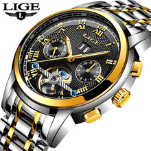 LIGE Mens Relógios Top Marca de relógios de Negócios Relógios Mecânicos Automáticos Dos Homens de Aço Inoxidável Relógio Do Esporte À Prova D' Água Relogio masculino 2024 - compre barato