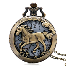 Vintage Hollow Case Bronze 3D Chinese Zodiac Series Design Quartz Pocket Watch With Necklace Chain For Men Women Gifts 2024 - buy cheap
