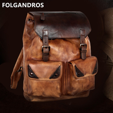 Mochila italiana de piel auténtica importada para hombre, bolso Vintage hecho a mano de diseñador famoso, bandolera doble grande de piel de vaca 2024 - compra barato