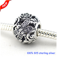 Fits Pandora Bracelets Dragonfly Meadow Silver Beads With Clear CZ 100% 925 Sterling Silver Charms DIY Wholesale 09256 2024 - buy cheap