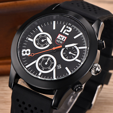 Xinew relógio esportivo masculino, relógio fashion esportivo com pulseira de silicone data calendário casual de quartzo, 2018 2024 - compre barato