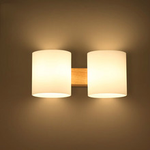 Luminária de parede de madeira de carvalho, moderno, para quarto/banheiro, iluminação de casa, led sólido, cabeça dupla 2024 - compre barato