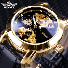 Winner Classic Royal Retro Design Golden Skeleton Mens Wristwatch Top Brand Luxury Mechanical Automatic Watches  Luminous Hands 2024 - buy cheap