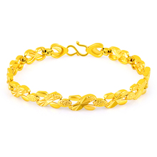 pure Gold Color Bracelets & Bangles for women,24k GP 6mm width X shape links bracelet 19cm,fashion Luxury Women Wedding Jewelry 2024 - buy cheap