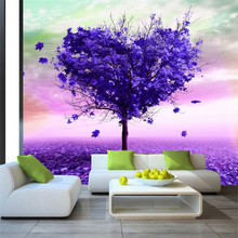 Papel de parede 3d arte abstrata, mural de fotos em árvore roxa para sala de estar, quarto, decoração interior, natureza 2024 - compre barato