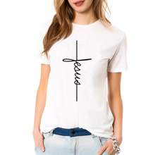 Новинка, женская футболка с изображением Креста Иисуса, христианская религиозная футболка, Забавные футболки с графикой, Женские повседневные топы с круглым вырезом, Прямая поставка, хлопковая одежда 2024 - купить недорого
