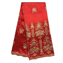 Tecido de renda george étnico multicolorido, tecido africano de alta qualidade para vestido george com 5 jardas/lote 2024 - compre barato