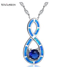 Очаровательное женское ожерелье ROLILASON с голубым огненным опалом и голубым Цирконом серебряного цвета, подвеска, модные ювелирные украшения OP787 2024 - купить недорого