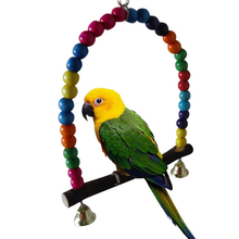 Natural Wood Parrot Swing Toy Bird Squid Hanging Swing Cage With Colored Beads Bells Toy Bird Supplies 2024 - buy cheap