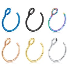 TIANCIFBYJS Fake Nose Ring 20G Faux Ear Piercing Kit Body Jewelry 8mm Fake Nose Rings Hoop for Lip Studs Septum Nose Ring 1pcs 2024 - buy cheap