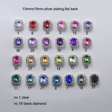 (S0145) 10pcs/lot, 13mmx15mm rhinestone embellishment,colorful bead in middle,silver plating,flat back 2024 - buy cheap