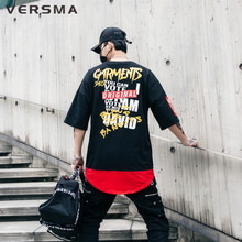 VERSMA 2019 в Корейском стиле Harajuku Ulzzang с принтом «граффити»; Для мужчин футболки летняя одежда в стиле «хип-хоп» уличная короткий рукав Футболка Для мужчин дропшиппинг 2024 - купить недорого