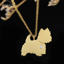 Aazuo-Colgante con diamantes 100% reales para perro y bebé, joyería de 18K, Colgante con cadena para mascota, regalo para bebé, Au750 2024 - compra barato